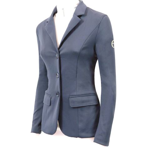 M, BLU: Giacca donna da concorso equitazione modello Selene con chiusura a tre bottoni