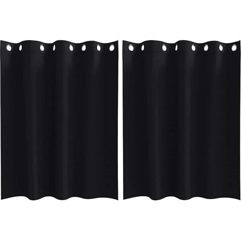 Maison Exclusive - Tende Blackout con Anelli 2 pcs Nero 140 x 140 cm Poliestere