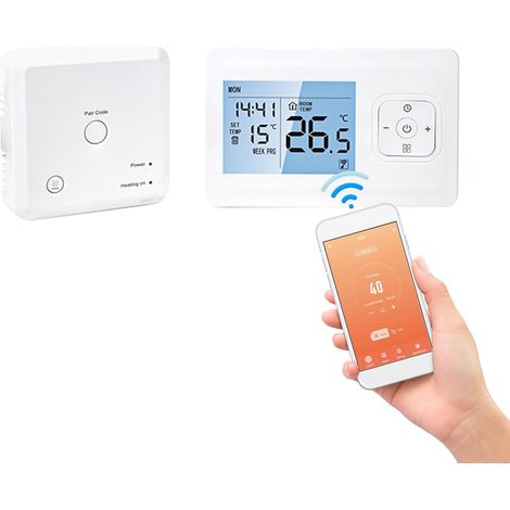 Thermostat Connecté sans Fil, Thermostat Connecte et Intelligent WiFi, Programmable Thermostat Chaudiere Gaz, Commande Vocale et Contrôle à Distance Compatible avec Alexa et Google Home (1/3)