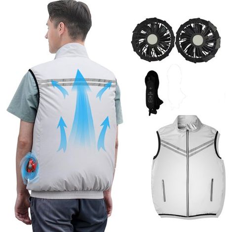 Gilet rafraîchissant pour homme, veste de refroidissement motorisée avec double ventilateur, taille L (1/5)