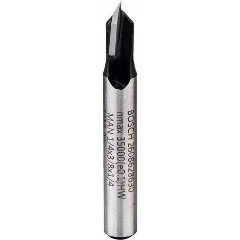 Fresa de ranura en V Bosch 1/4" Ø 6,3 mm L 9,2 mm G 45 mm 90° - 2608628630 (1/5)