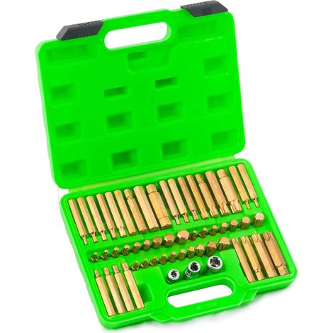 Juego de puntas combinadas allen hexagonales, torx, RIBE y XZN spline ACERO S2 PARA PISTOLA IMPACTO, 55 piezas (1/5)