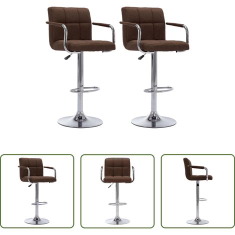 Barstuhl Set - Barhocker 2 Stk. Braun Stoff (1/5)