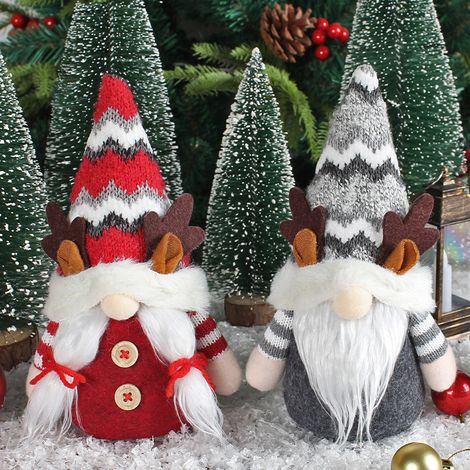 Lot 2 rennes de Noël peluche rouge déco maison (1/5)