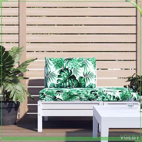 Coussin de palette - FAFEISY - Motif de feuilles - Lot de 2 - Polyester résistant UV & eau - Garnissage fibres creuses (1/5)