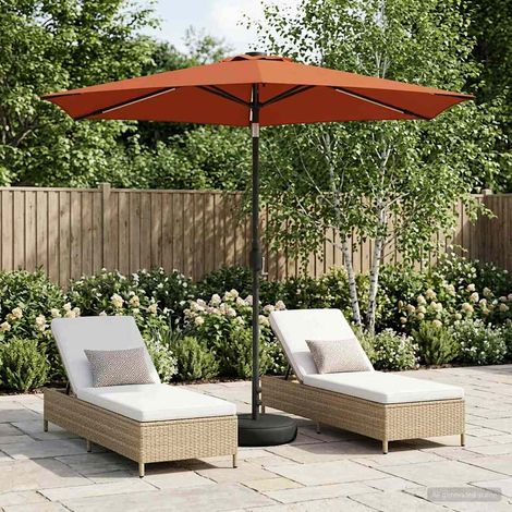 Parasol de jardín con luces LED y base 270 x 270 cm Poliéster
