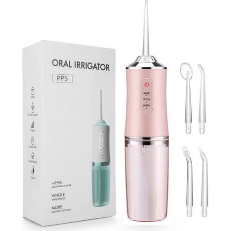 1 Irrigateur dentaire, Réservoir pliable 200ml, 3 modes, 4 buses, Voyage et maison