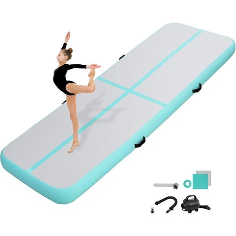 Tapis de Tumbling, 10/20 CM d'épaisseur Tapis d'entrainement, 2/3/4/5/6M Tapis de Gymnastique,Tapis d'exercice avec Pompe à air, Piste de Gym Gonflable, Matelas d'Air (1/5)