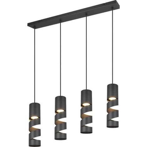 Suspension moderne noire mate barre 4xGU10 Trio Stream (1/3)