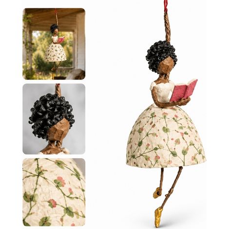 Decoration murale vintage femme lisant, sculpture resine fantaisie, art chambre salon bureau (1/5)
