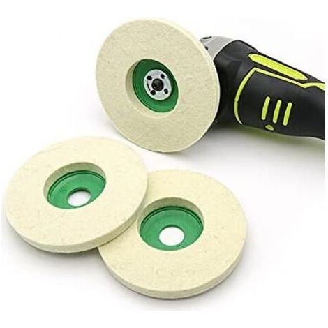 Lot de 3 disques de polissage en feutre de laine 90mm pour meuleuse d'angle(vert) (1/4)
