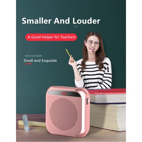 Amplificateur de voix portable avec casque micro filaire haut-parleur rechargeable (noir) (1/4)