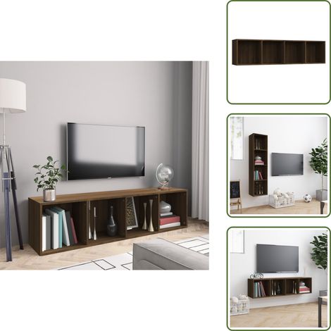 Bibliothèque/Meuble TV Chêne marron 143x30x36cm Bois ingénierie - Bibliothèque Murale - Étagère Murale - Rangement Mural - Meuble Tv - Bibliothèque Chêne (1/5)