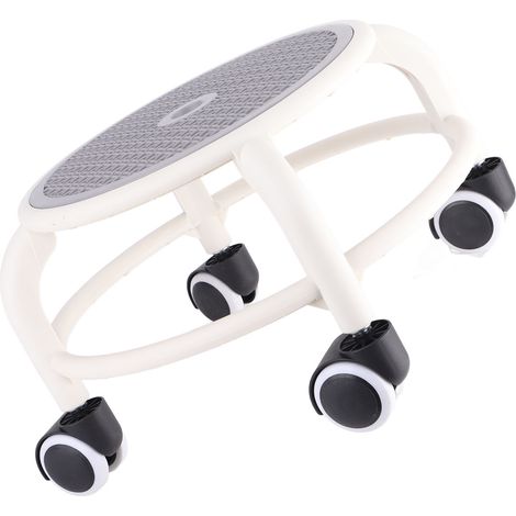 Tabouret bas rond à roulettes, confortable et universel, avec roulettes, mini-tabouret mobile, grande capacité de charge pour la maison, gris (1/5)