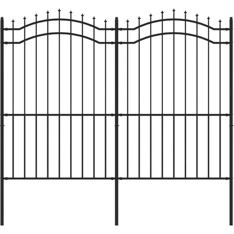 Clôture de jardin avec dessus en forme de lance, noire, 239 x 175 cm, acier thermolaqué (1/5)