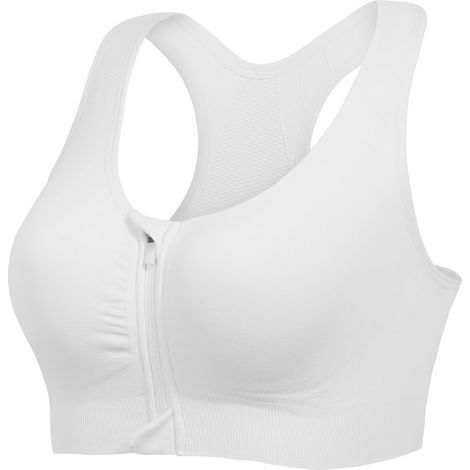 Sports Bra Zipper Front Bra for Women Post-Surgery Bra Front Closure Racerback Compression Bra Mastectomy Bra (1/5)