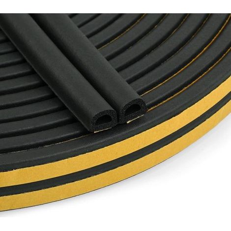 Winddichtes Dichtungsband Typ D – Fensterdichtungsschaum – Fensterisolierung – Hochelastisches EPDM – 9 x 6 mm, 36 Meter – Schwarz (1/5)
