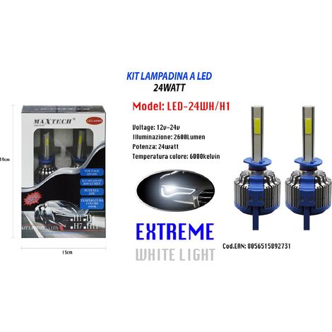 Trade Shop - LED-Autolampen H1 24W 12V 24V Paar Ersatzlampen Maxtech LED-24WH/H1 -