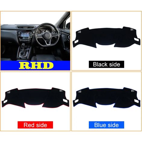 (Côté noir J11 RHD) Convient aux Nissan Qashqai J11, X-Trail et X-Trail T32 (2014-2019) : housse de tableau de bord, tapis de protection solaire, accessoires pour tableau de bord et console centrale. (1/5)