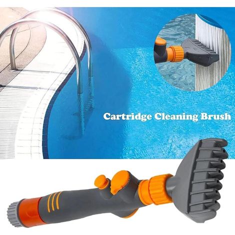 Pulitore per cartucce filtro piscina, spazzola per la pulizia del filtro, per piscine, cartuccia filtro per piscine e spa, strumento di pulizia, pulitore a getto manuale per filtri (1/4)