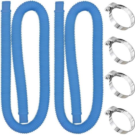 Tuyau Piscine 32mm, 2 Pièces 1m Tuyaux de Rechange pour Piscine Hors Sol avec 4 Pinces Métalliques Tuyau Aspiration Pompe de Remplacement de Pompe de Filtre de Piscine (1/5)