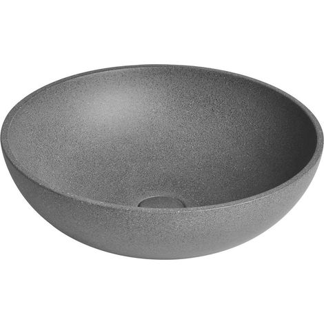 Vasque à poser en béton TURF avec vidage, dia. 44cm, granit noir (1/5)