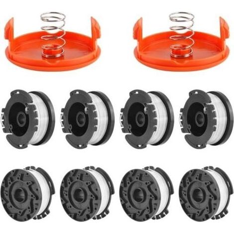 PA 10er-Pack Trimmerfadenspulen, kompatibel mit Trimmern von Black and Decker, A6481 A6485 1,65 mm Freischneider-Fadenspule (8 Trimmerfäden, 2 Abdeckungen, 2 Federn) (1/4)