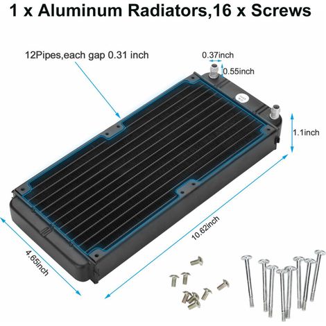 Questo radiatore ad alte prestazioni raffreddato a liquido, caratterizzato da un rivestimento anodizzato nero e alette in alluminio puro, e realizzato mediante un processo di forgiatura monoblocco, è