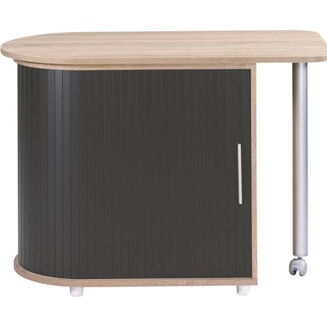 Bureau Pivotant et Meuble de Rangement Chêne 2 Niches 77 x 71,7 x 47 cm - Coloris: Noir (1/5)