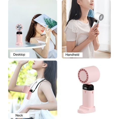 Portable Neck/Desk Fan with 90° Adjustable Angle, 3600 mAh Battery, 3 Speeds, Power Display – Model S3213 (1/2)