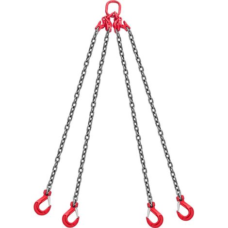 Élingue Chaîne de Levage à 4 Brins avec Crochets, 10 mm x 3 m, Capacité Charge 10,4 t, Chaîne de Levage Robuste Acier Allié G80, pour Chantier de Construction, Usines, Entrepôts, Quais, Ferme (1/5)