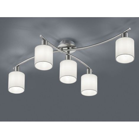 Deckenleuchte GARDA 5 flammig mit Stoffschirmen in Weiß - schwenkbar, B: 80cm (1/5)