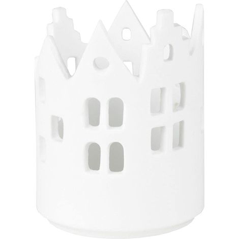 Photophore en Porcelaine Gris, Porte-Bougie pour Bougies Chauffe-Plat pour Jours Fériés, Dimensions: 5,5 x 7,5 cm (1/2)