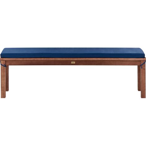 Banco de jardín rústico con cojín de madera de eucalipto 160 cm interior y exterior marrón claro/azul Tuscania (1/5)