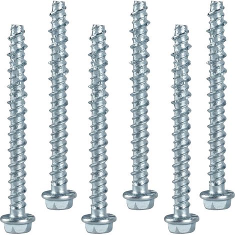 30 pièces M6x75mm vis à béton zinguées sans cheville Tête hexagonale, avec rondelle, idéal pour maçonnerie, béton et architecture, robuste et résistant à la corrosion. (1/5)