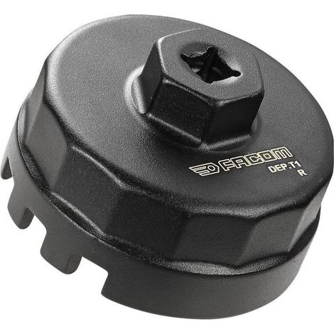 Clé démontage filtre à huile Toyota DEP.T1 - Coiffe acier forgé pour moteur 4 cylindres 1,8-2L essence ou diesel - Douille 28 mm à double entraînement carré 1/2 et 6 pans mâles (1/4)