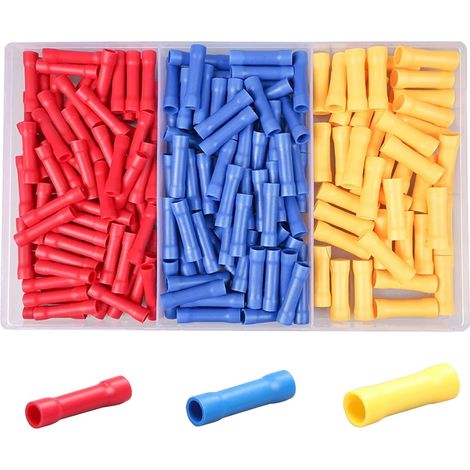200 Pièces Connecteur Electrique,Manchon Isolant Cosse Electriques,Manchon a Sertir,Bornes à Sertir de Fil électrique Droites pour Cables électriques Automobiles (Bleu,Rouge,Jaune) (1/5)