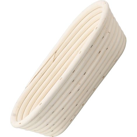 Ensemble de panier de fermentation ovale en rotin naturel de 25 cm pour le levain, comprenant un racloir à pâte, un chiffon et un pinceau.