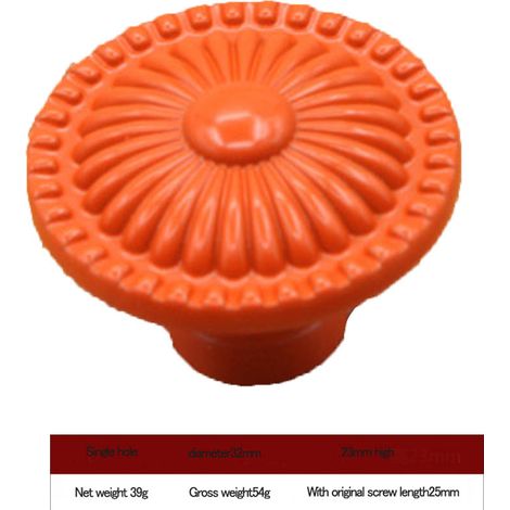 Runder Keramik-Türgriff für Schubladen, Schränke, Kleiderschränke und Möbel (Orange) (1/5)
