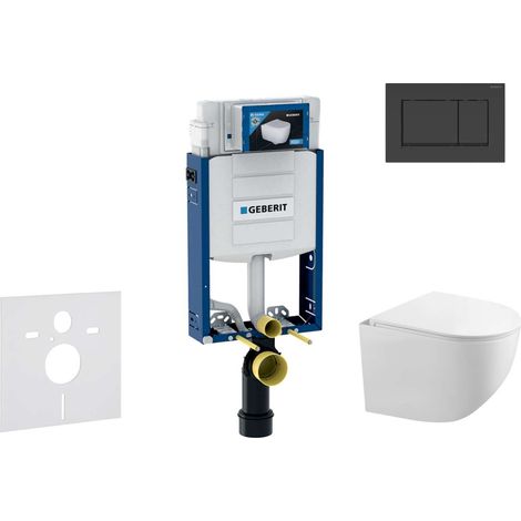Geberit Kombifix - Conjunto de módulo de instalación empotrada, inodoro Gaia y asiento softclose, pulsador de descarga Sigma20, negro mate/negro SANI15CA5105 (1/5)