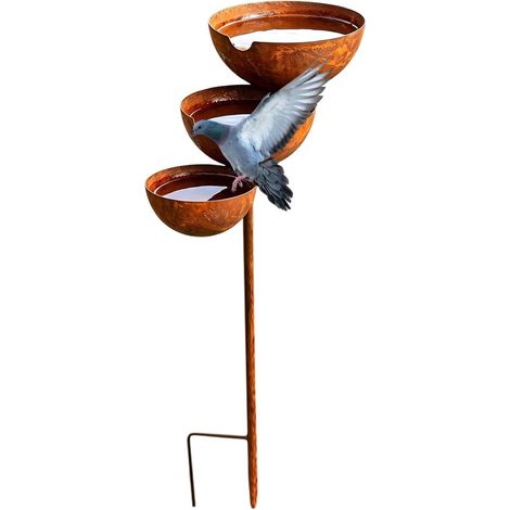 Bain d'oiseaux extérieur Piquets Jardin Vintage À 3 Niveaux Bain d'Oiseaux en Métal Collecteur pour Eau de Pluie Pour Colibri Papillon Mésange Cour Pelouse Paysage Parterre De Fleurs (1/5)