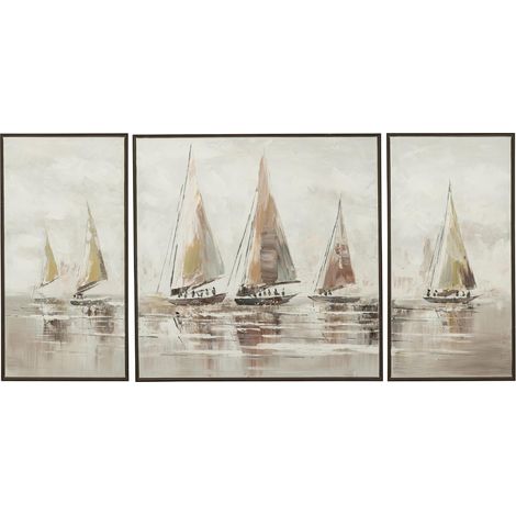 Lot de 3 Tableaux Peinture "Hog" 72x72cm Multicolore (1/3)