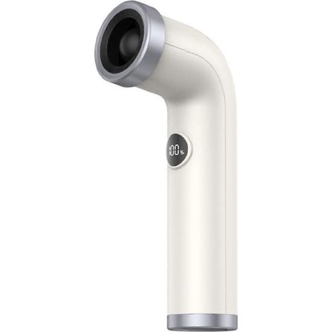 Wiederaufladbarer, tragbarer Ventilator mit 3000 mAh Kapazität, starkem Luftstrom, Digitalanzeige, Weiß (1/5)