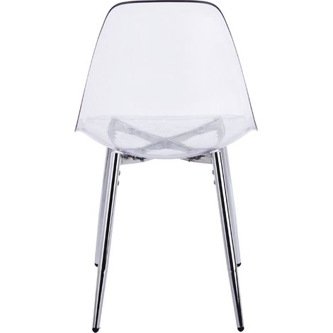 Juego de comedor de 5 piezas 1 mesa y 4 sillas con sillas transparentes y patas metálicas cromadas (1/5)