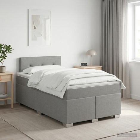 vidaXL Lit boxspring avec matelas Gris clair 120 x 200 cm Tissu (1/5)