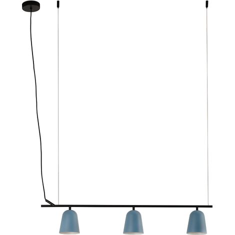 Faro STUDIO Plafonnier suspendu à 3 barres, noir mat, bleu (1/2)