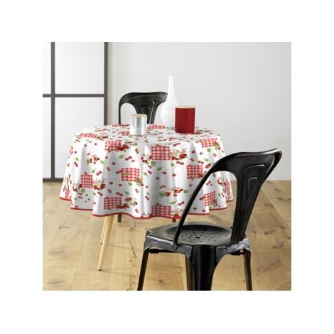 Nappe ronde 160 cm cerise – PVC 100% – Résistante à l'usure et aux déchirures – Pour usage intérieur et extérieur – Bricoline (1/3)