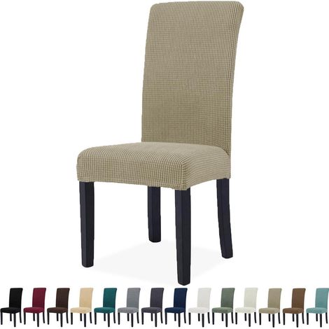 Stuhlhussen 4er Set, elastische Stretchbezüge für Esszimmerstühle, Khaki (1/5)