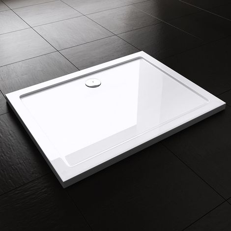 Durovin Bathrooms Shower Tray - Light Sturdy Acrylic - Glossy White Finish - Rectangular - 800 x 700mm