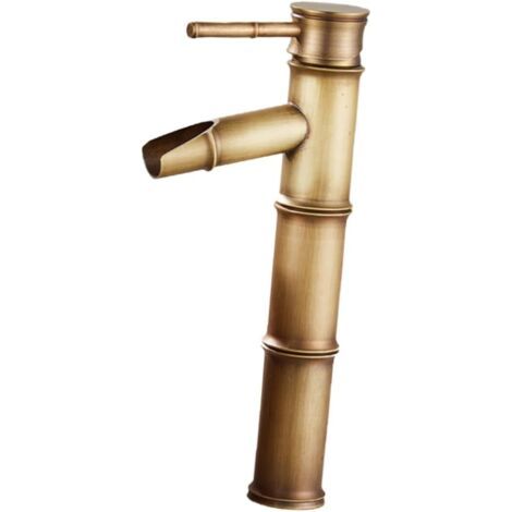 QORVA-Robinet de salle de bain Mitigeur lavabo en Laiton rotation a 360° Style Japonais Bambou avec Flexible